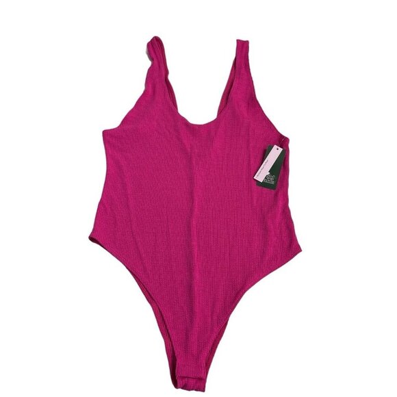 Wild Fable Womens XL Textured Knit Convertible Tank Bodysuit Vibrant‎ Pink - Picture 1 of 5